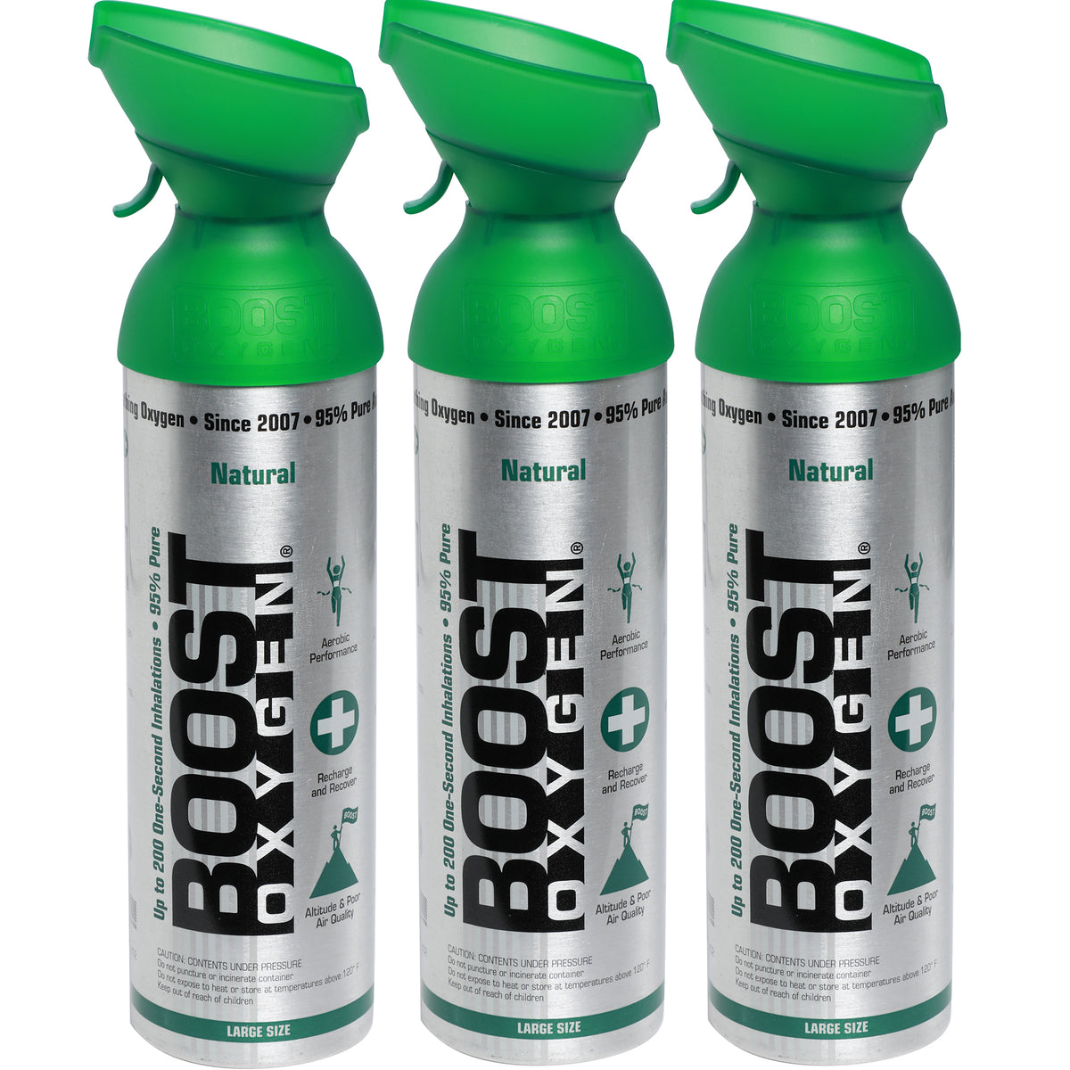 Boost Oxygen Natural bærbart oksygen på boks i 3-pakning, large størrelse