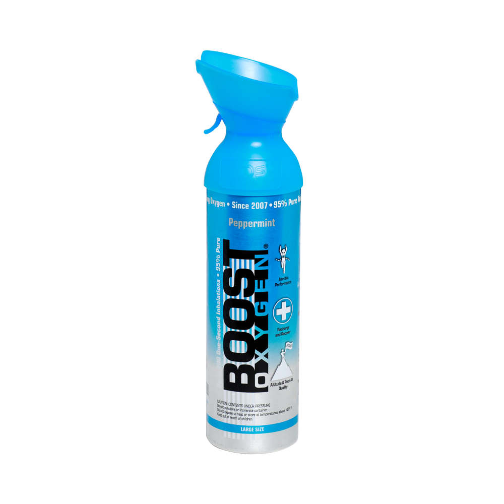 Boost Oxygen Peppermint bærbart oksygen på boks med peppermyntearoma