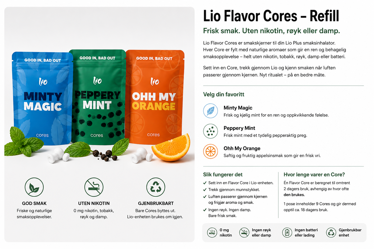Lio Flavor Cores – Refill til Smaksinhalator