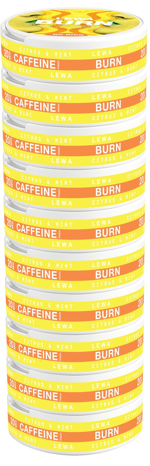 LEWA Burn Citrus Mint nikotin- og tobakksfrie poser med koffein, magnesium og vitamin B1 10-pk