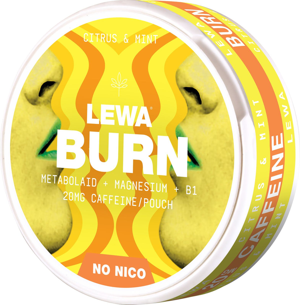 LEWA Burn Citrus Mint nikotin- og tobakksfrie poser med koffein, magnesium og vitamin B1