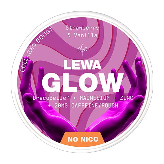 LEWA Glow Strawberry Vanilla nikotin- og tobakksfrie poser med koffein, magnesium og sink