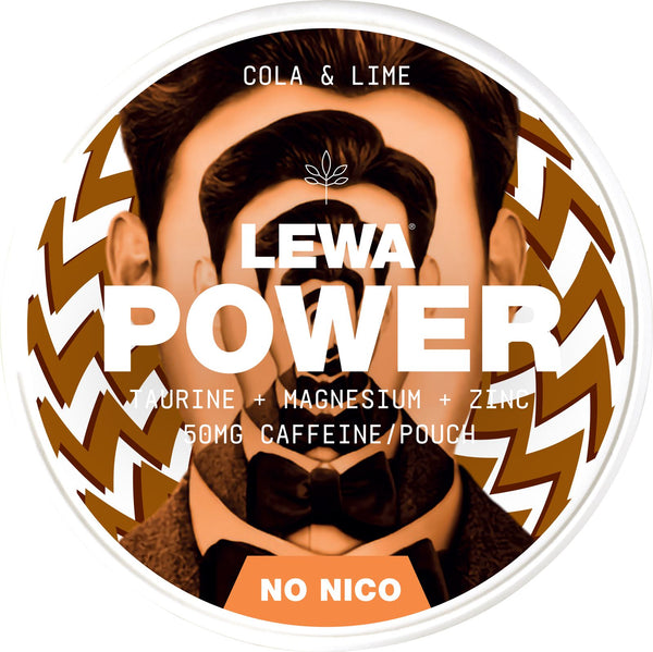 LEWA Power Cola Lime nikotin- og tobakksfrie poser med koffein, taurin, magnesium og sink