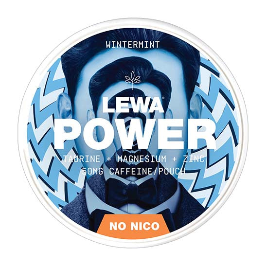LEWA Power Wintermint nikotin- og tobakksfrie poser med koffein, taurin, magnesium og sink
