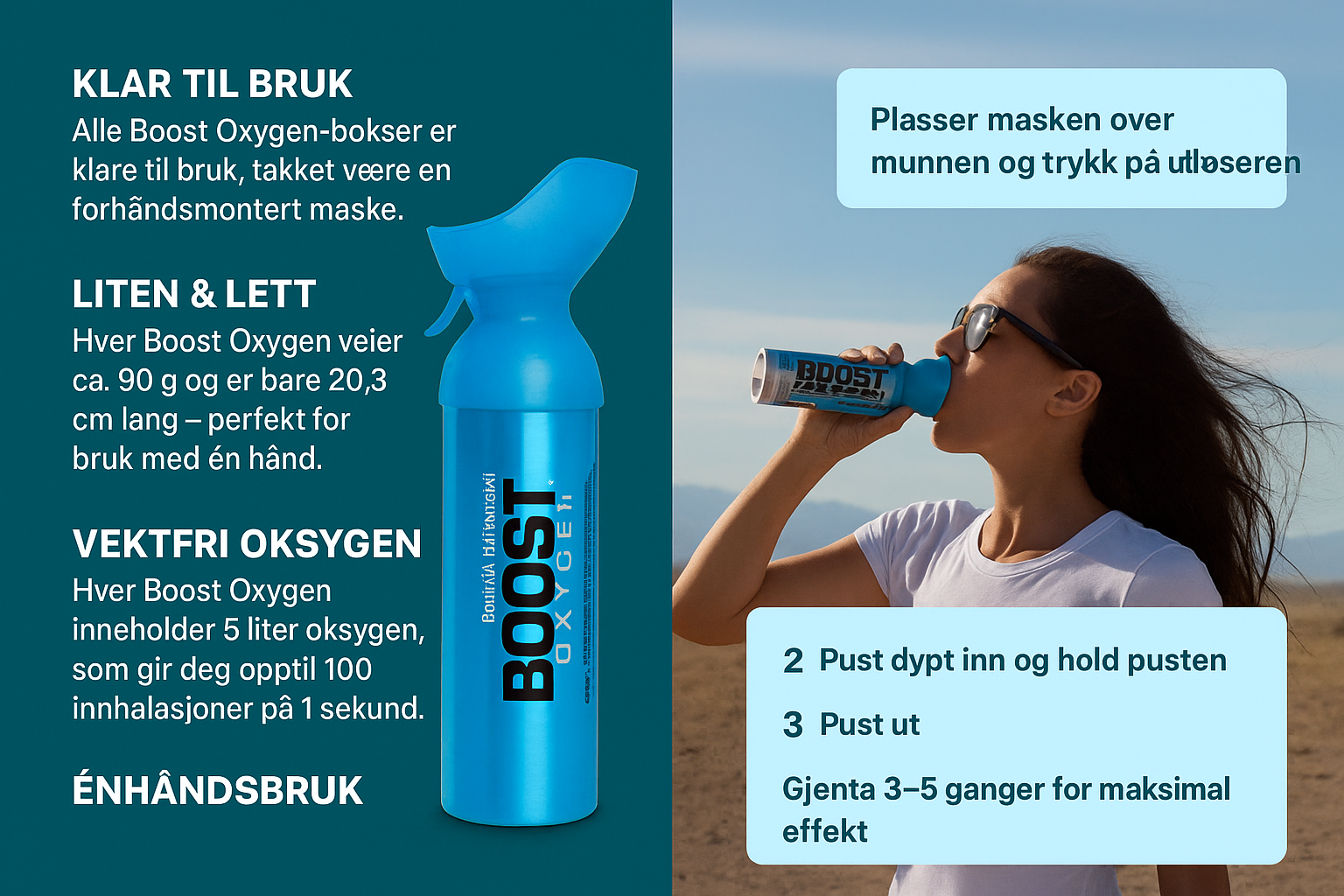 Boost Oxygen peppermynte – 95 % ren oksygen på boks - 5 L