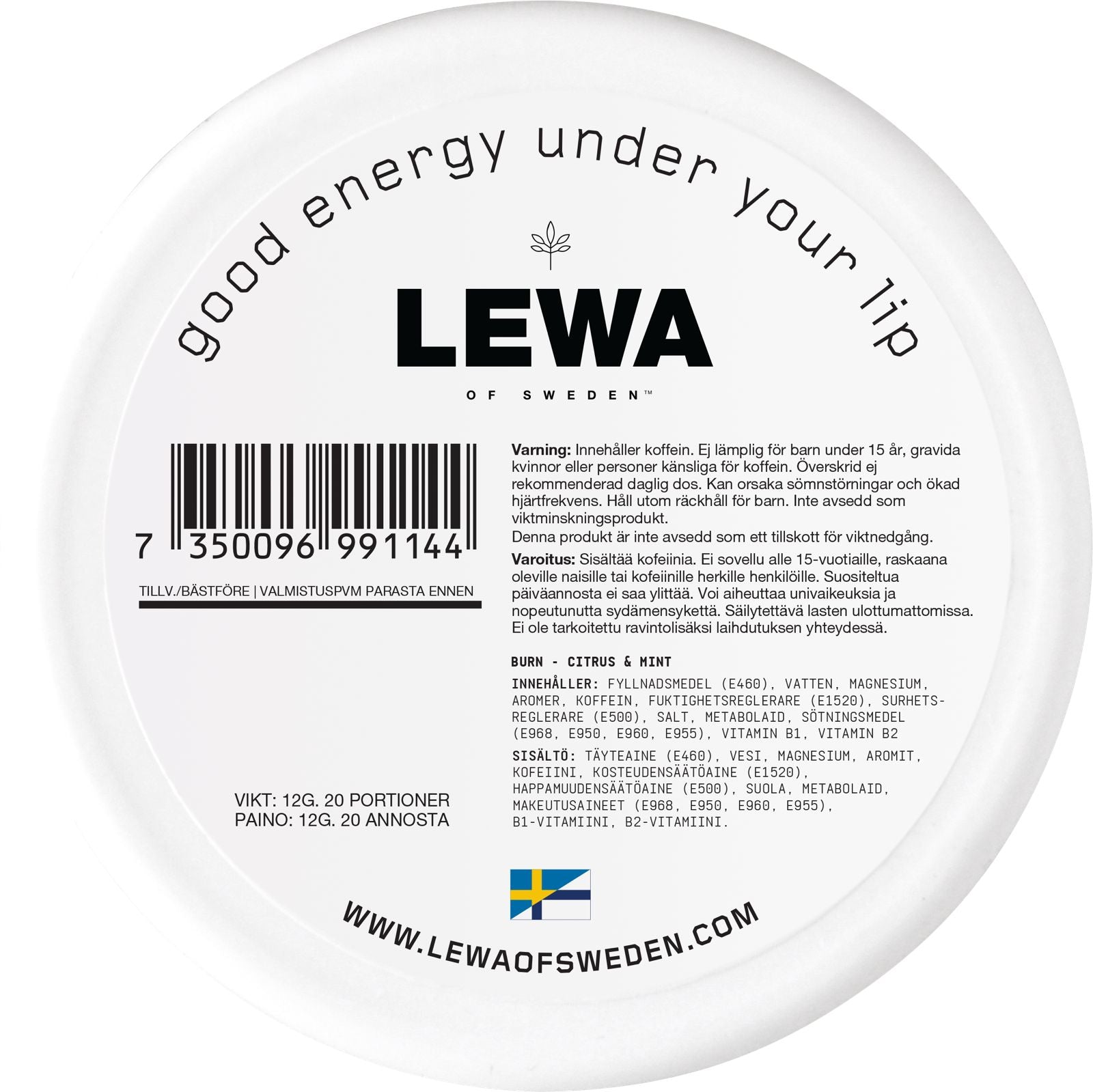 LEWA Burn Citrus & Mint koffeinposer – Nikotinfri energi